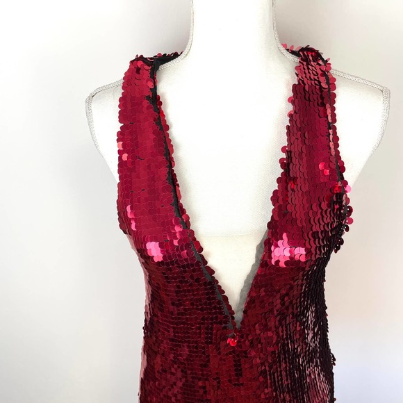 NBD Bexley Sequin Shift Dress In Raspberry Red Size XXS New - Picture 3 of 16